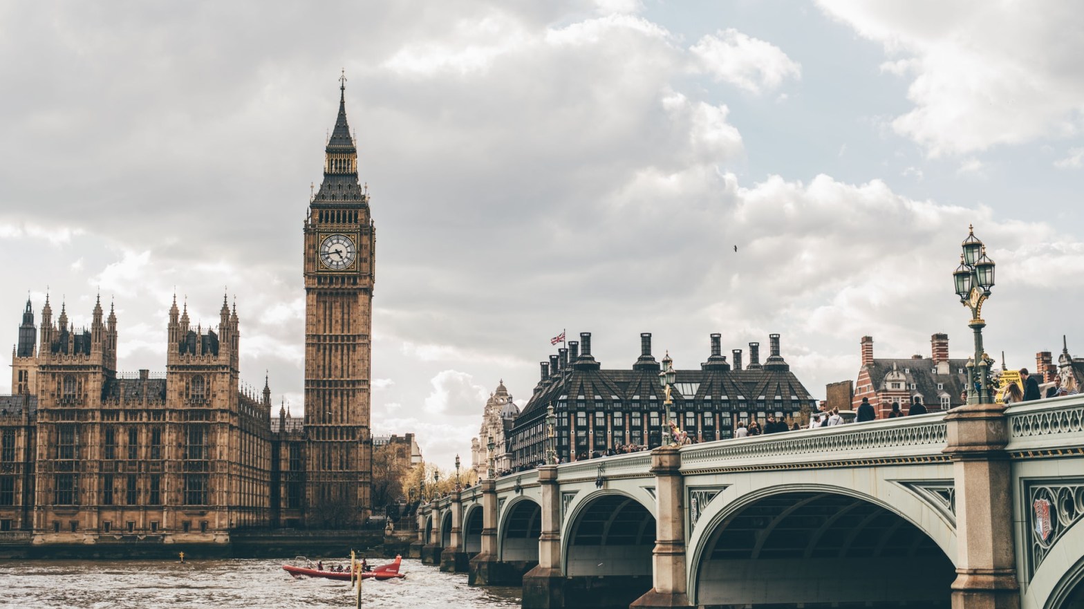 Photo of the UK Houses of Parliament taken from across the River Thames